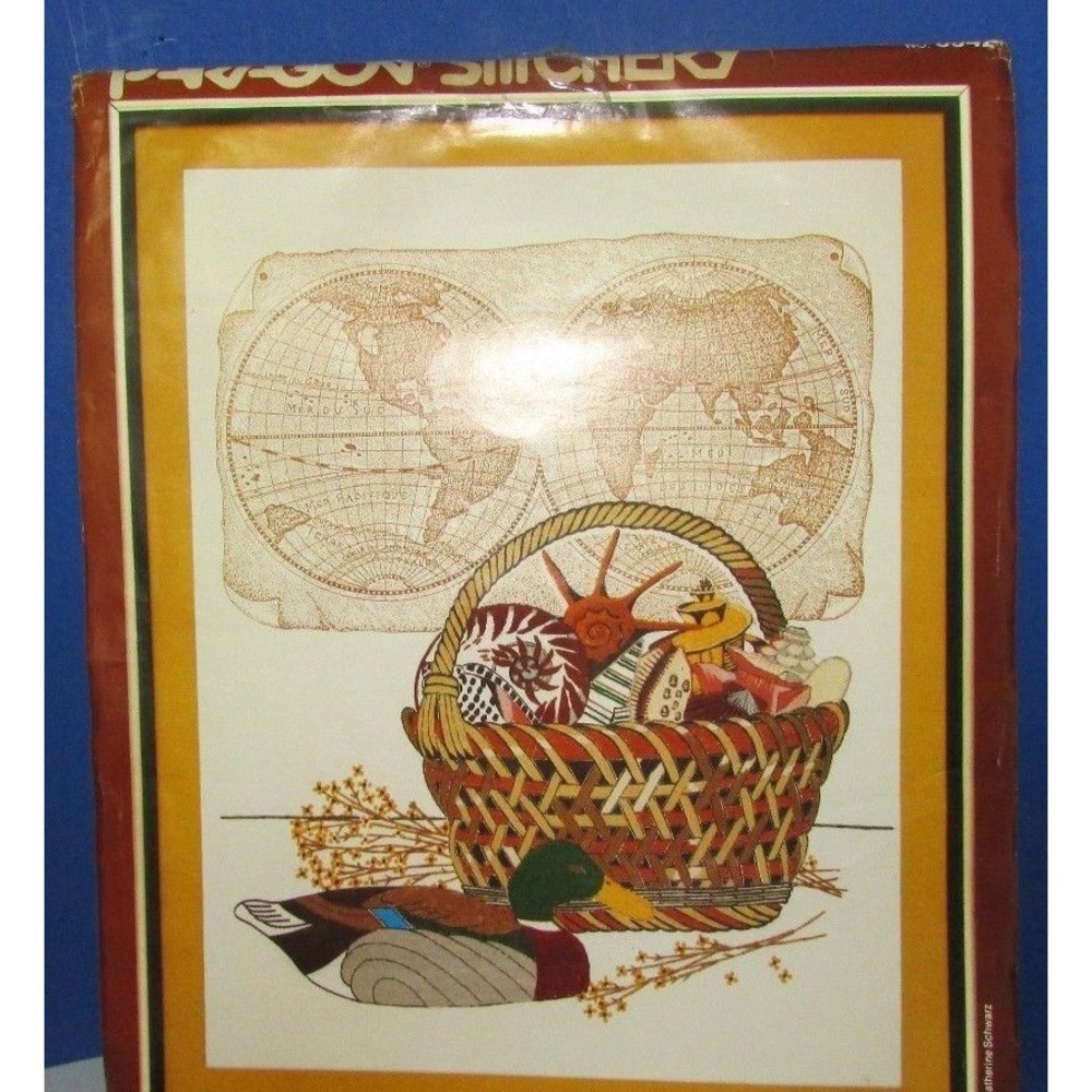 1982‎ paragon stitchery CREWEL EMBROIDERY KIT 0942 Sea treasures map NEW no pkg